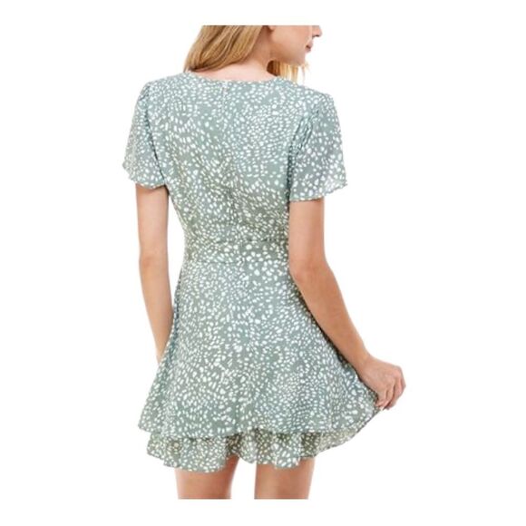 🆕 Emerald Sundae Sage Dot Printed Fit & Flare Short Sleeve Dress | 5 - Picture 2 of 9
